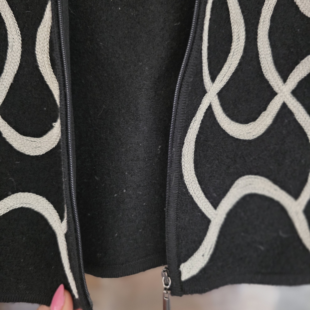 Talbots Black White Patterned Zip Jacket Cardigan… - image 6